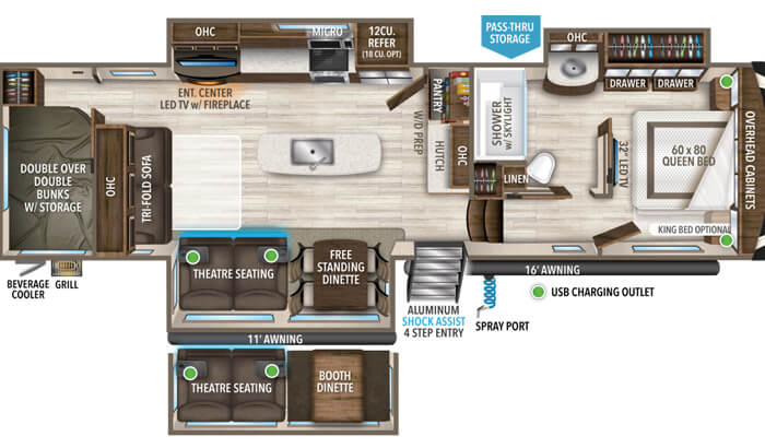 Solitude 3550BH floor plan diagram.